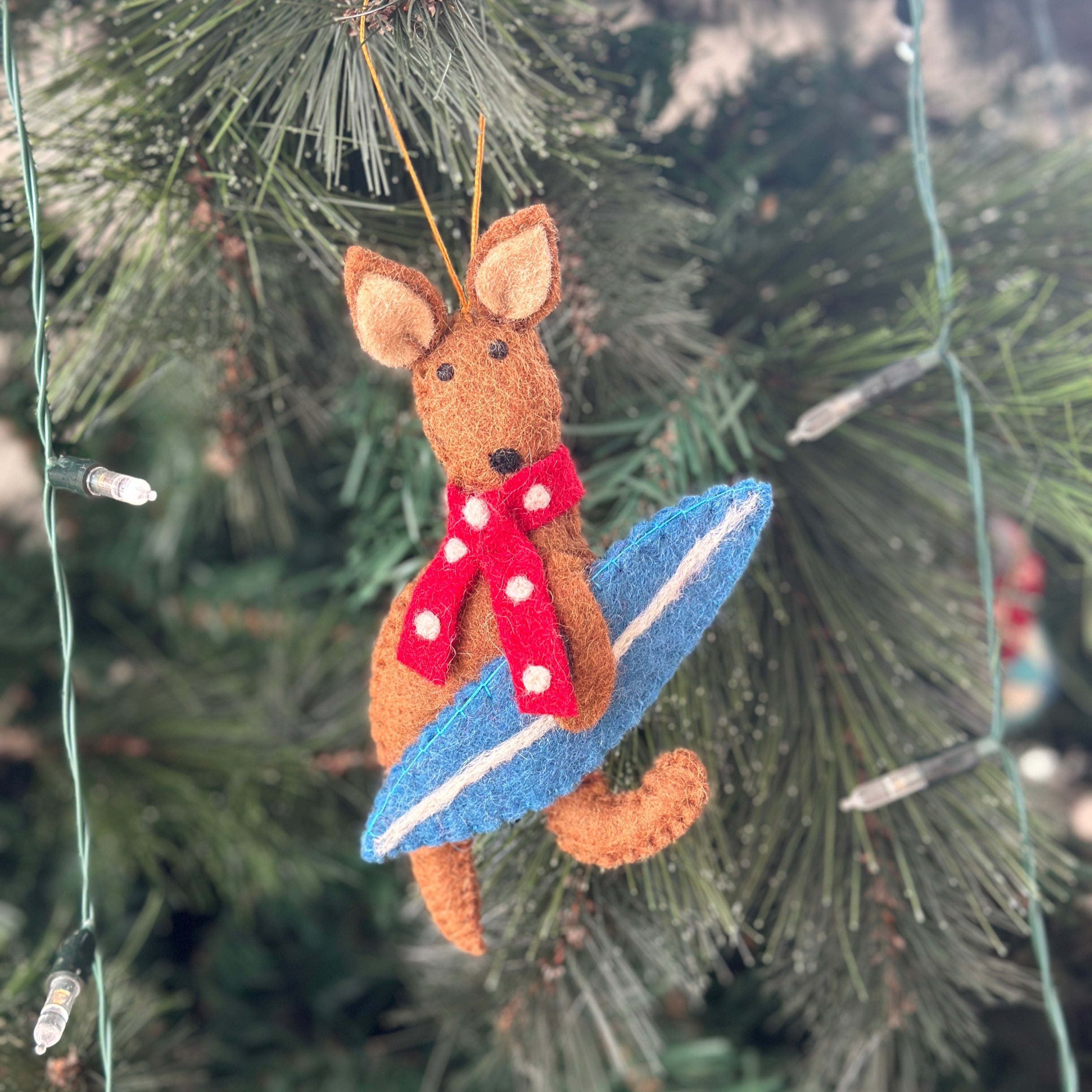 Surfing Kangaroo Ornament