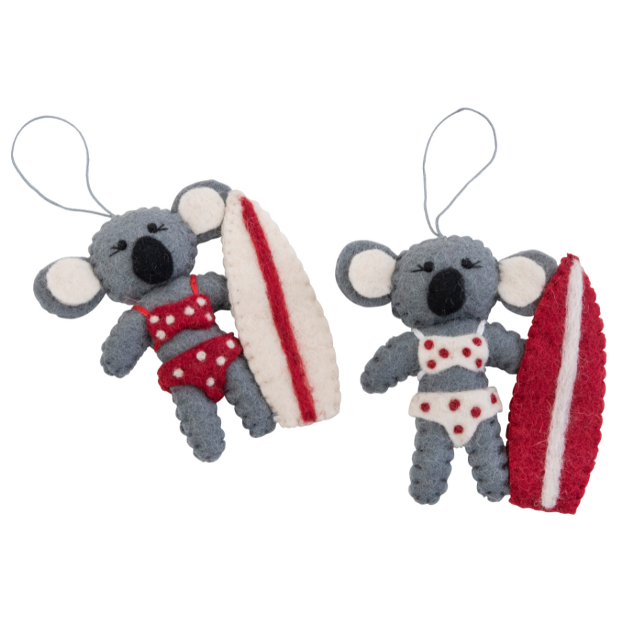 Surfing Koala Ornaments
