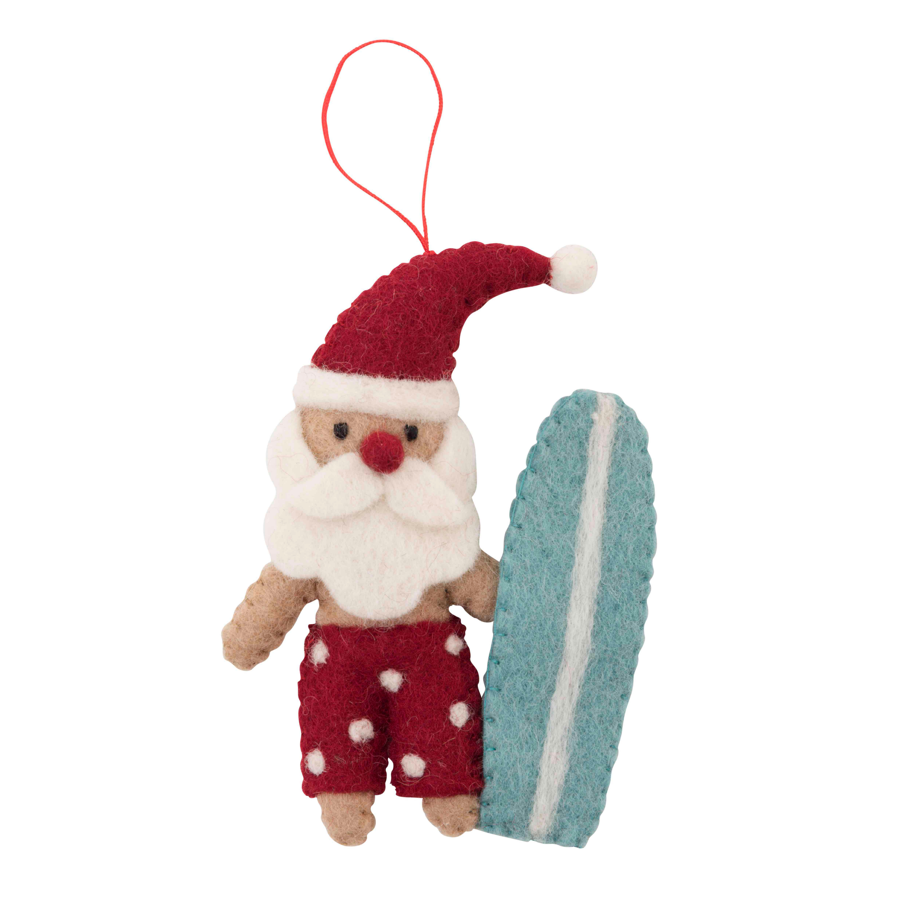 Surfboard Santa Ornament