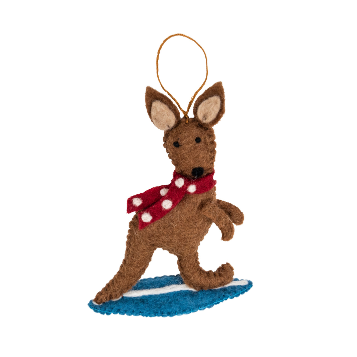 Kangaroo Surfer Ornament