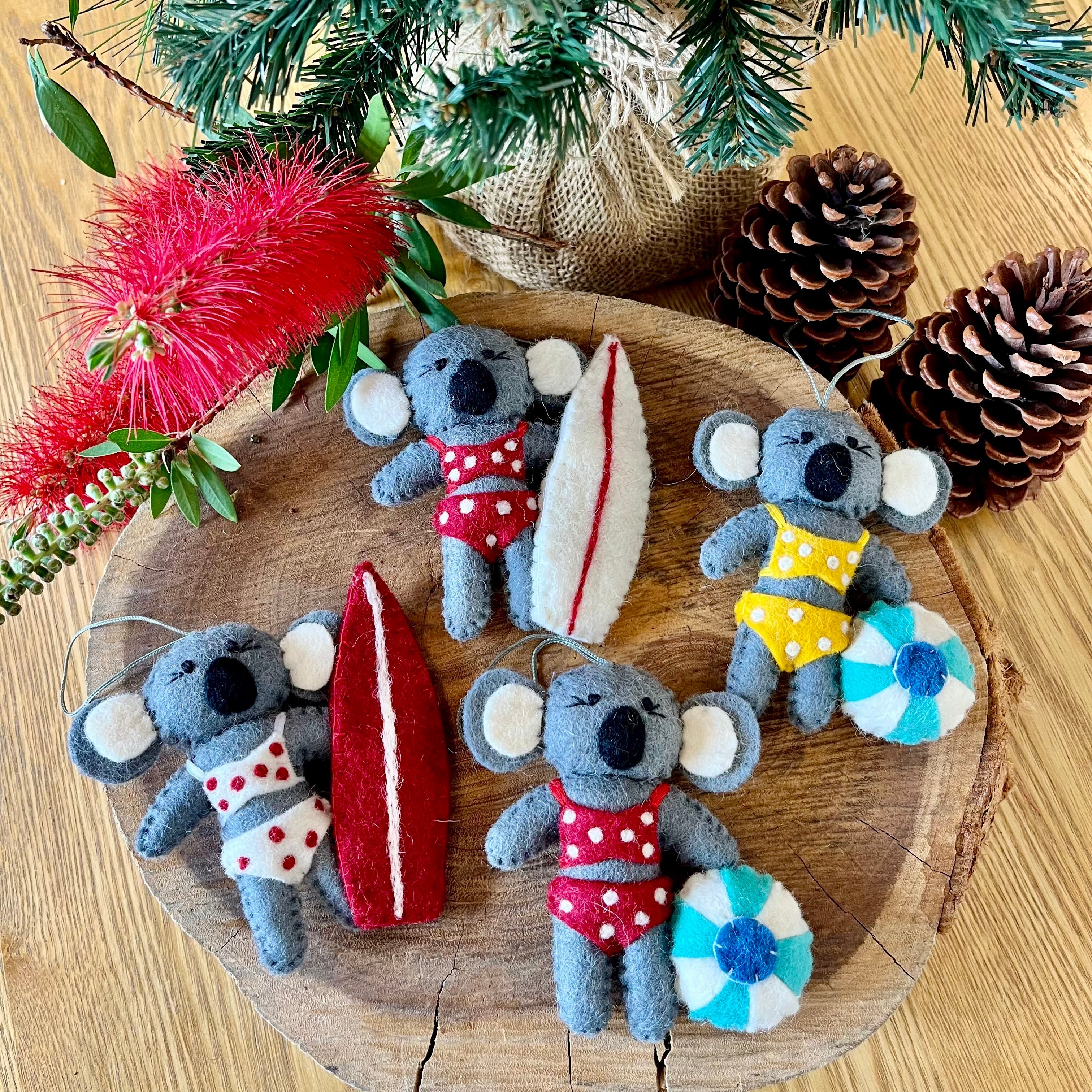 Surfing Koala Ornaments