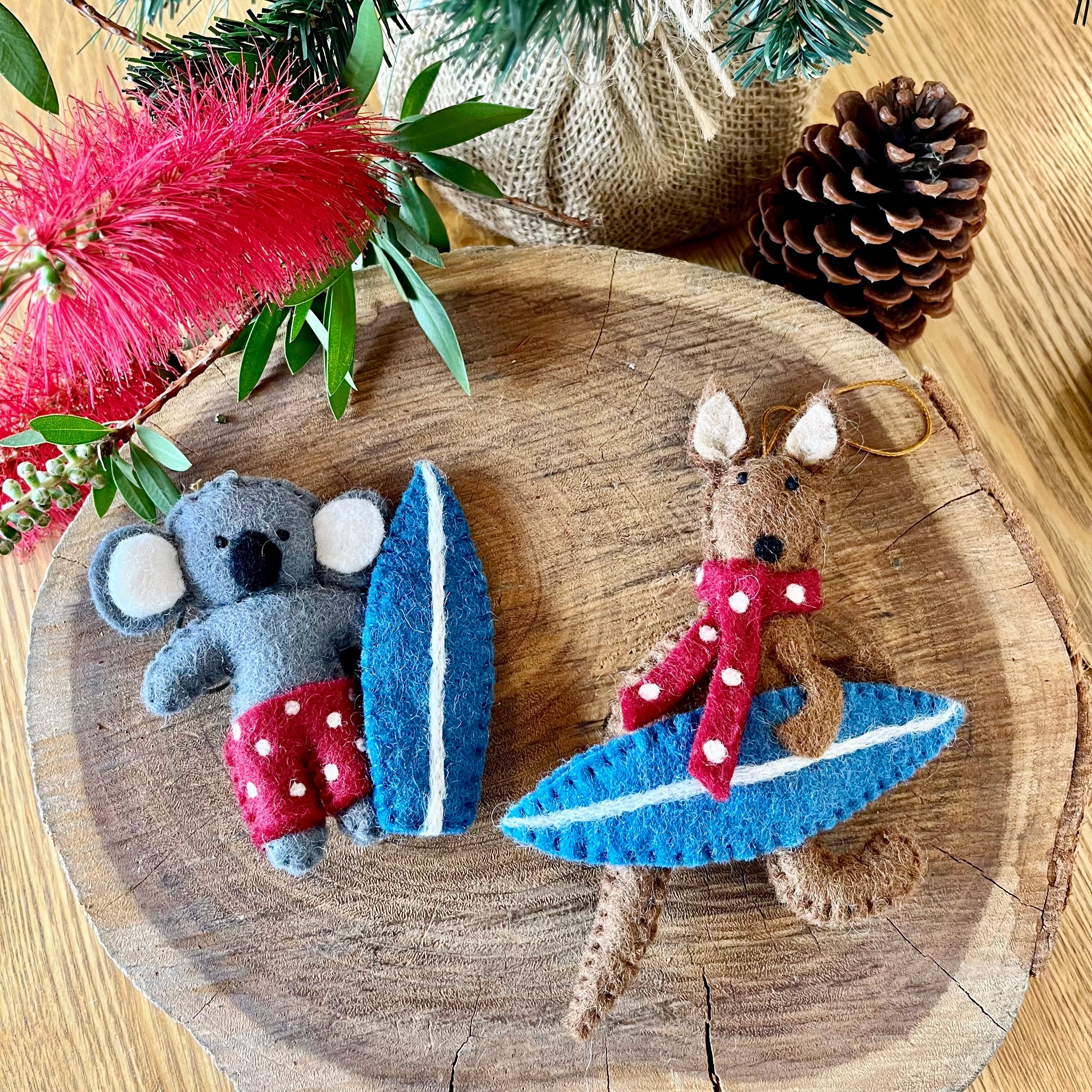 Surfing Koala Ornaments